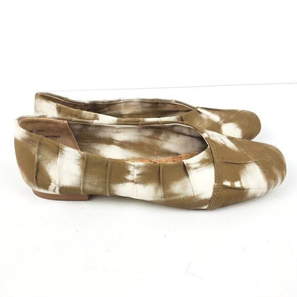 Korks Palmer Pleated Fabric Comfort Ballet Flats Brown White Tie Dye Womens 7 - Picture 4 of 8